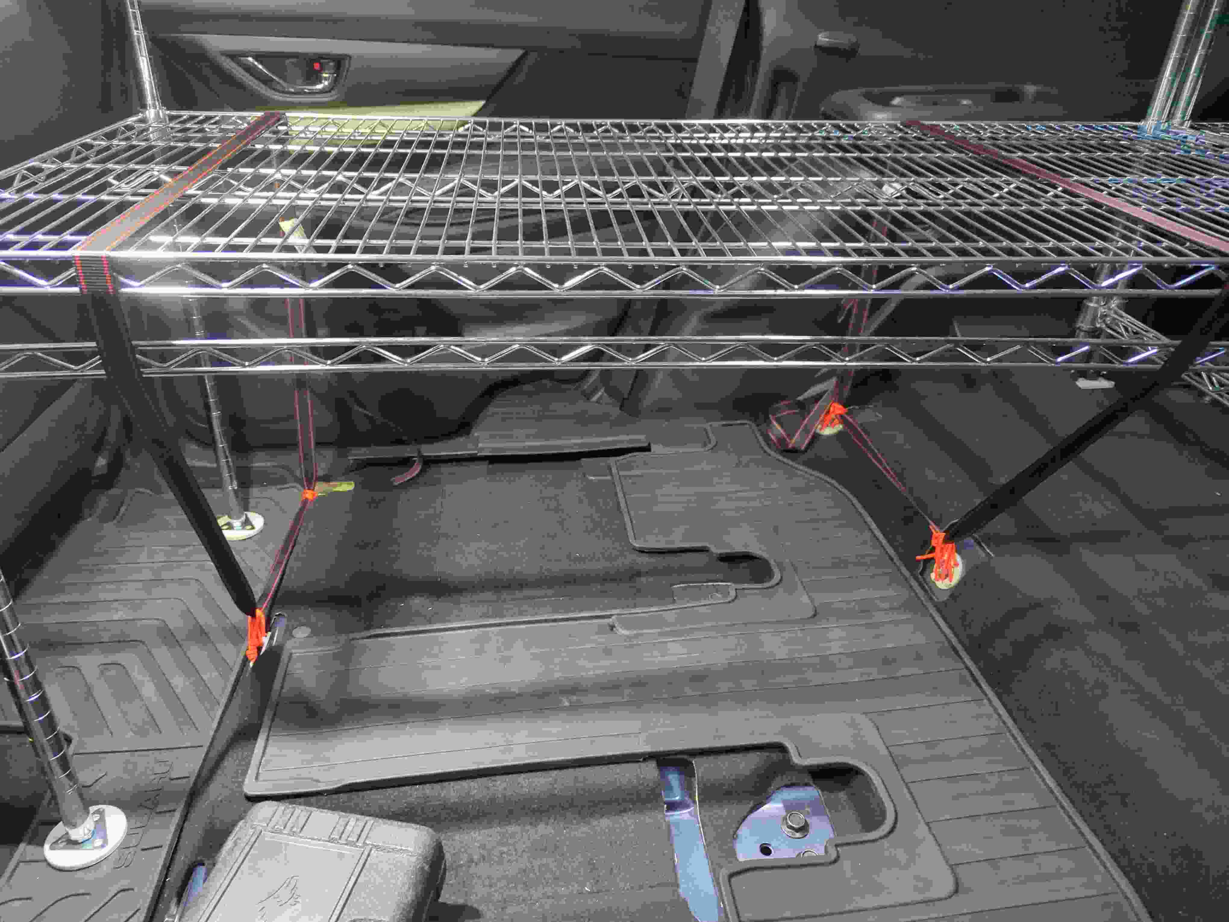 Wire bedframe all mounted and tied down